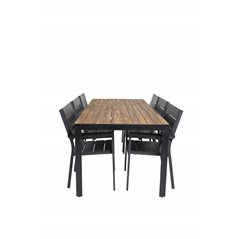 Bois Dining table 205*90cm - Black Legs / Acacia , Levels Chair (stackable) - Black Alu / Black Aintwood_6