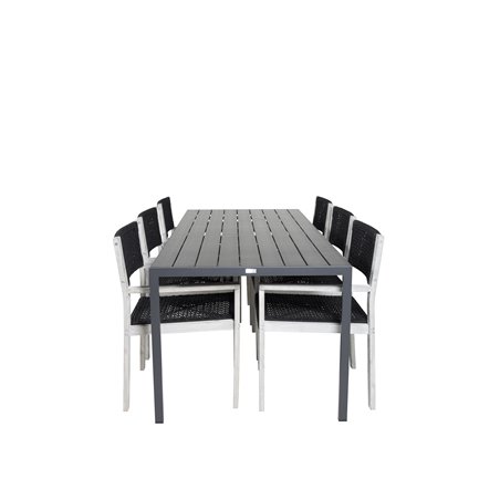 Break Table 205*90 - Black/Black, Rives Arm Chair - White Wash Acacia / Black Rope_6