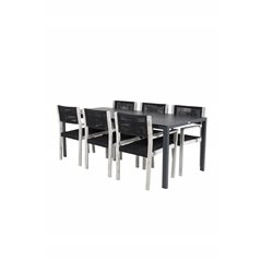 Break Table 205*90 - Black/Black, Rives Arm Chair - White Wash Acacia / Black Rope_6