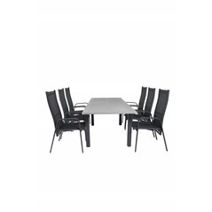 Albany Table - 152/210 - Black/Grey+Copacabana Recliner Chair - Black/Black_6