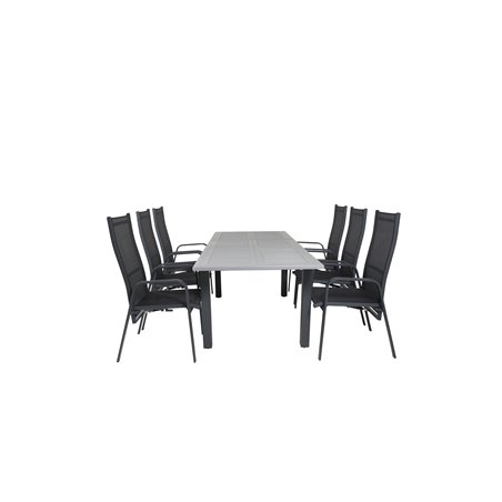 Albany Table - 152/210 - Black/Grey+Copacabana Recliner Chair - Black/Black_6