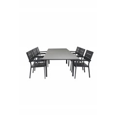 Levels Table 160/240 - Black/Grey, Levels Chair (stackable) - Black Alu / Black Aintwood_6