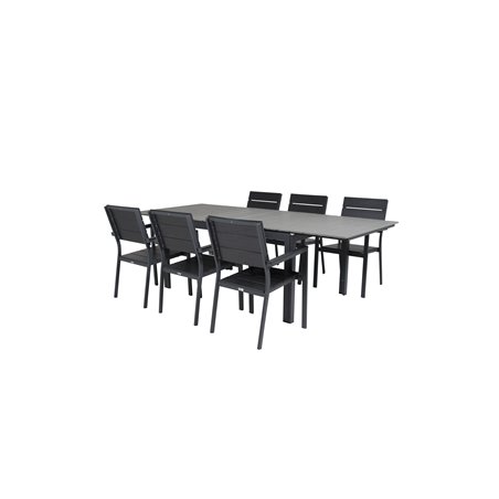 Nivån Tabell 160/240 - Svart / Grå, nivå stol (stapelbar) - svart Aluminium / svart aintwood_6