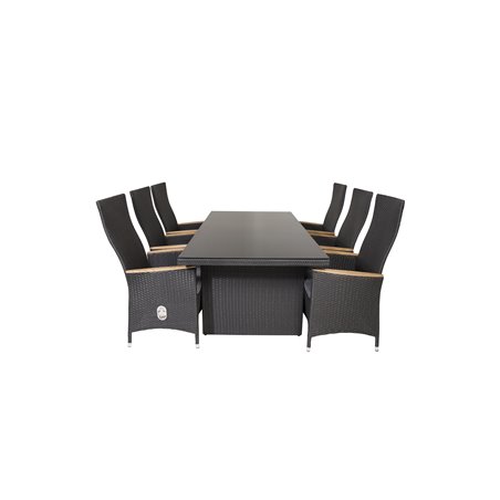 Padova Table 200*100 - Black/Glass, Padova Chair (Recliner) - Black/Teak_6