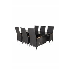 Padova-taulukko 200*100 - Black/Glass, Padova Chair (Recliner) - Black/Teak_6