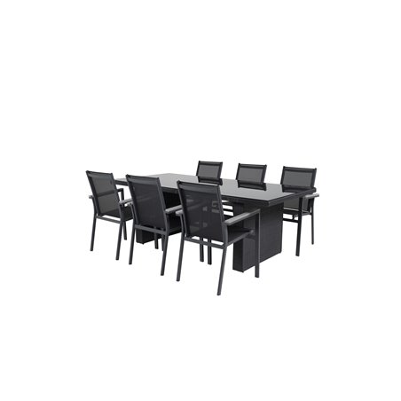 Padova-taulukko 200*100 - Black/Glass, Parma Chair - Black/Grey_6