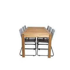 Peter Dining Table - 200*90*H76 - Acacia, Lindos Chair - Black/Grey_6