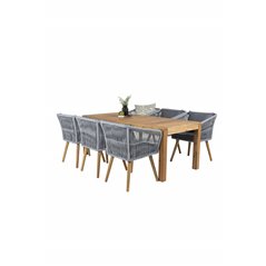 Peter Dining Table - 200*90*H76 - Acacia, Chania Armchair - Grey/Acacia_6