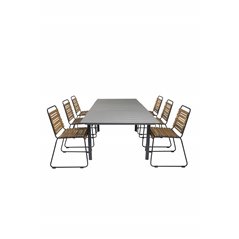 Levels Table 160/240 - Black/Grey, Bois Dining Chair - Black Alu / Acacia_6