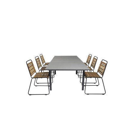 Levels Table 160/240 - Black/Grey, Bois Dining Chair - Black Alu / Acacia_6