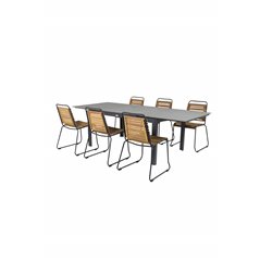 Levels Table 160/240 - Black/Grey, Bois Dining Chair - Black Alu / Acacia_6