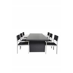 Padova Table 200*100 - Black/Glass, Rives Arm Chair - White Wash Acacia / Black Rope_6