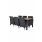 Bois Dining Table 205*90cm - Black Legs / Acacia, Malin Armchair - Black/Grey_6