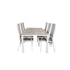 Llama Dining Table 205*100 - White Alu / Grey HPL, Copacabana Recliner Chair - White/Grey_6