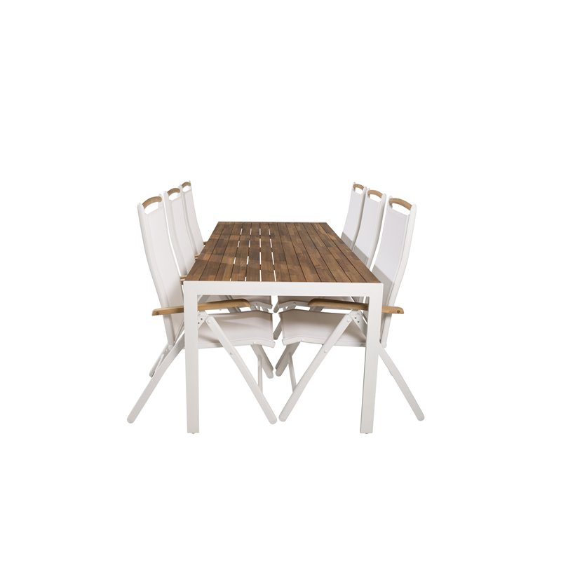 Bois Dining Table 205*90cm - White Alu / Acacia, Panama 5:pos Valkoinen/Teak_6