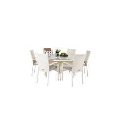 Volta Table ø 150 - White/Glass, Anna Chair - White_6