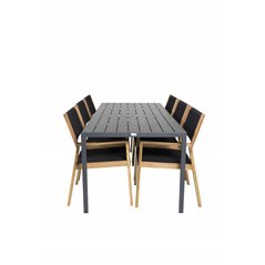 Break Table 205*90 - Black/Black, Little John Dining Chair - Black Rope / Acacia _6