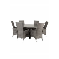 Volta Table ø 150 - Grey/Glass, Padova Chair (Recliner) - Grey/Grey_6