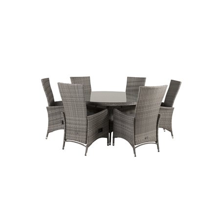 Volta Table ø 150 - Grey/Glass, Padova Chair (Recliner) - Grey/Grey_6