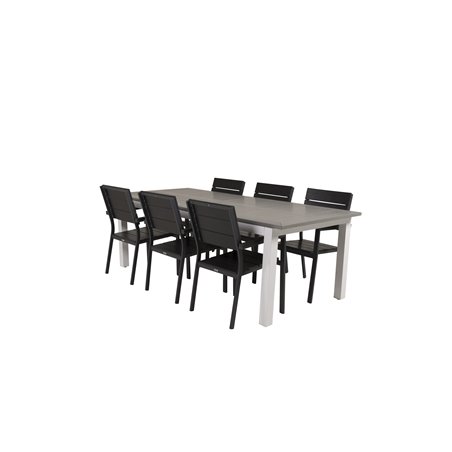 Albany Table - 224/324 - White/GreyLevels Chair (stackable) - Black Alu / Black Aintwood_6