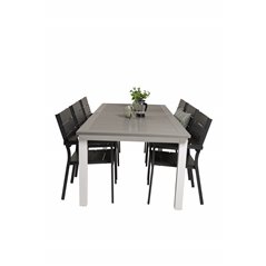 Albany Tabell - 224/324 - Vit / Graylevels stol (stapelbar) - svart Aluminium / svart aintwood_6