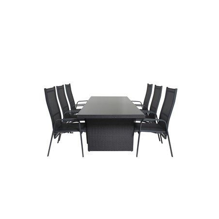 Padova Table 200*100 - Black/Glass, Copacabana Recliner Chair - Black/Black_6