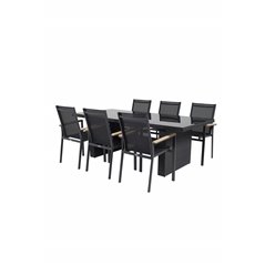 Padova Table 200*100 - Black/Glass, Texas Chair - Black/Teak_6