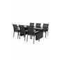 Padova-taulukko 200*100 - Black/Glass, Texas Chair - Black/Teak_6