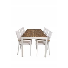 Bois Dining Table 205*90cm - White Alu / Acacia, Texas Chair - White/Teak_6