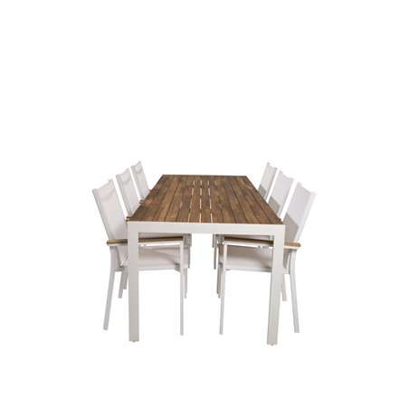 Bois Dining Table 205*90cm - White Alu / Acacia, Texas Chair - White/Teak_6