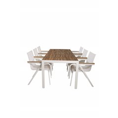 Bois Dining Table 205*90cm - Valkoinen alu / Acacia, Meksikon tuoli