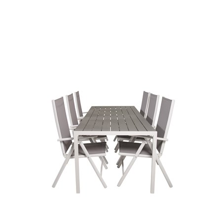 Udendørs bord 205 * 90 - Hvid / GreyBreak 5: pos Stol - Hvid / Grå_6