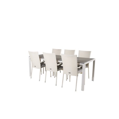 Udendørs bord 205 * 90 - Hvid / GråAnna Stol - Hvid_6