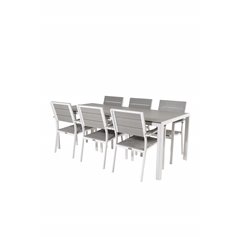 Break Table 205*90 - White/GreyLevels Chair (stackable) - White Alu / Grey Aintwood_6