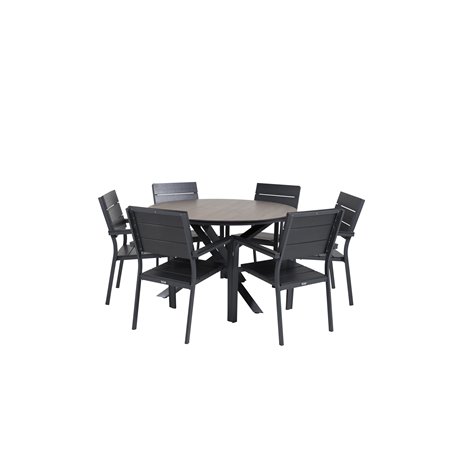 Llama Round Dining Table 120 - Black Alu / Brown HPL, Tasotuoli (pinottavissa) - Black Alu / Black Aintwood