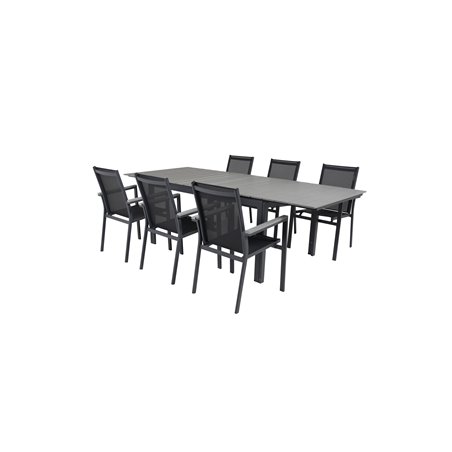 Level table 160/240 - Sort / Grå, Parma Chair - Sort / Grå_6