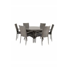 Volta Table ø 150 - Grey/Glass, Anna Chair - Grey_6