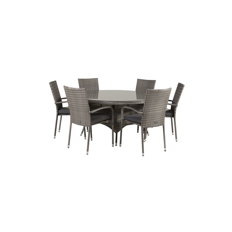 Volta Table ø 150 - Grey/Glass, Anna Chair Grey_6