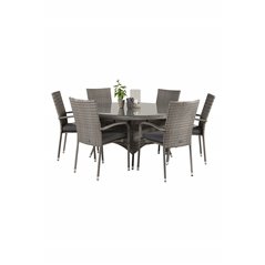 Volta Table ø 150 - Grey/Glass, Anna Chair - Grey_6