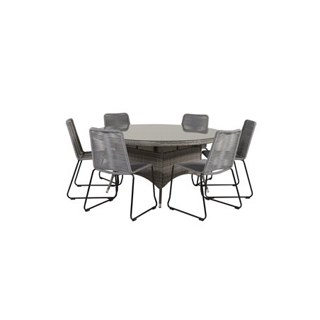 Volta Table ø 150 - Grey/Glass, Lindos Chair - Black/Grey_6