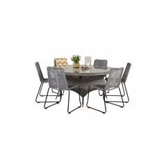 Volta Table ø 150 - Grey/Glass, Lindos Chair - Black/Grey_6