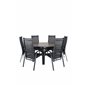 Llama Round Dining Table 120 - Black Alu/Brown HPL, Copacabana Recliner -tuoli