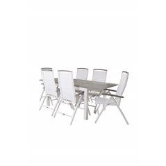 Albany Table - 152/210 - White/GreyAlbany 5:pos Stol - Vit Aluminium/vit textilene/aintwood_6