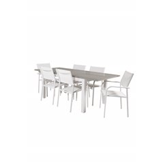 Albany Table - 152/210 - White/GreySantorini Arm Chair (Stackable) - White Alu / White Textilene_6