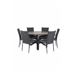 Llama Round Dining Table 120 - Black Alu / Brown HPL, Anna Chair - Black_6