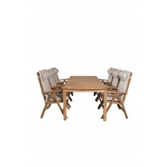 Kenya Dining Table 220*100*H76 - Teak, Kenya 5-position Folding Chair - Teak_6