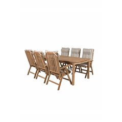 Kenya Dining Table 220*100*H76 - Teak, Kenya 5-position Folding Chair - Teak_6