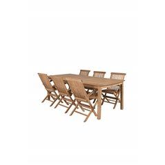 Kenya Dining Table 220*100*H76 - Teak, Kenya Folding Chair - With Armrest - Teak_6