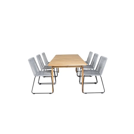 Marion Dining Table - 180*90*H74 - Acacia, Lindos Chair - Black/Grey_6