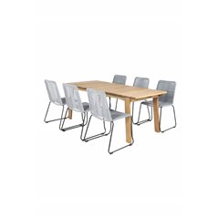 Marion Dining Table - 180*90*H74 - Acacia, Lindos Chair - Black/Grey_6